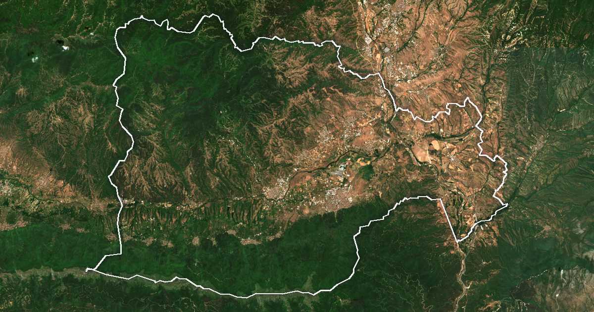 Imagine din satelit cu limita trasată: Petrici