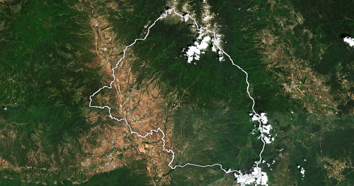 Imagine din satelit cu limita trasată: Sandanski