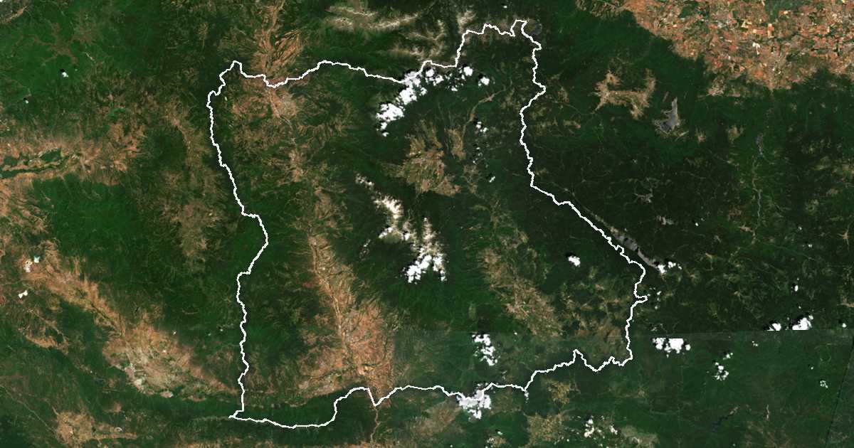 Imagine din satelit cu limita trasată: Blagoevgrad