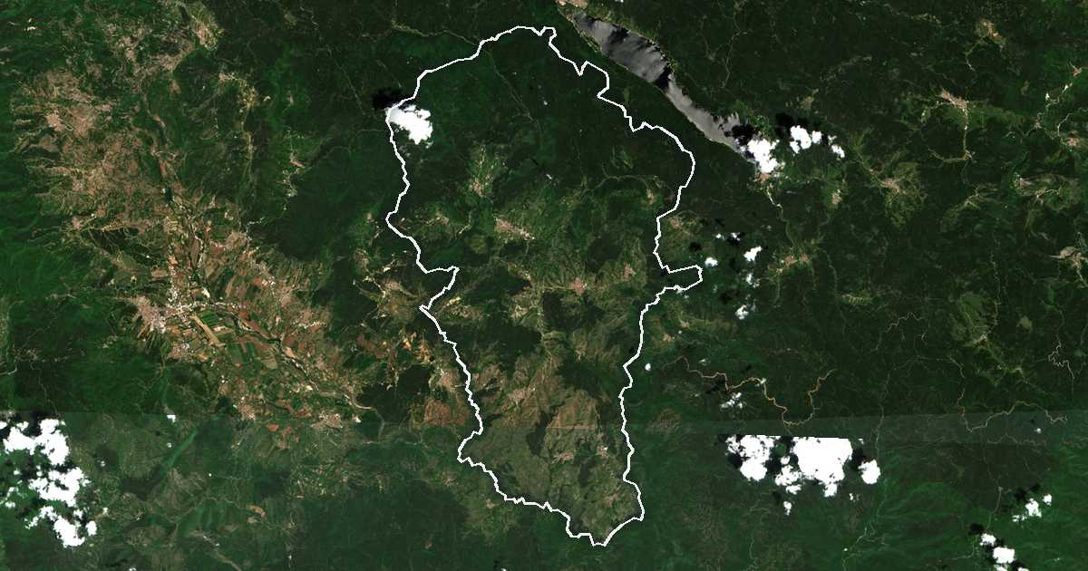 Imagine din satelit cu limita trasată: Satovcea