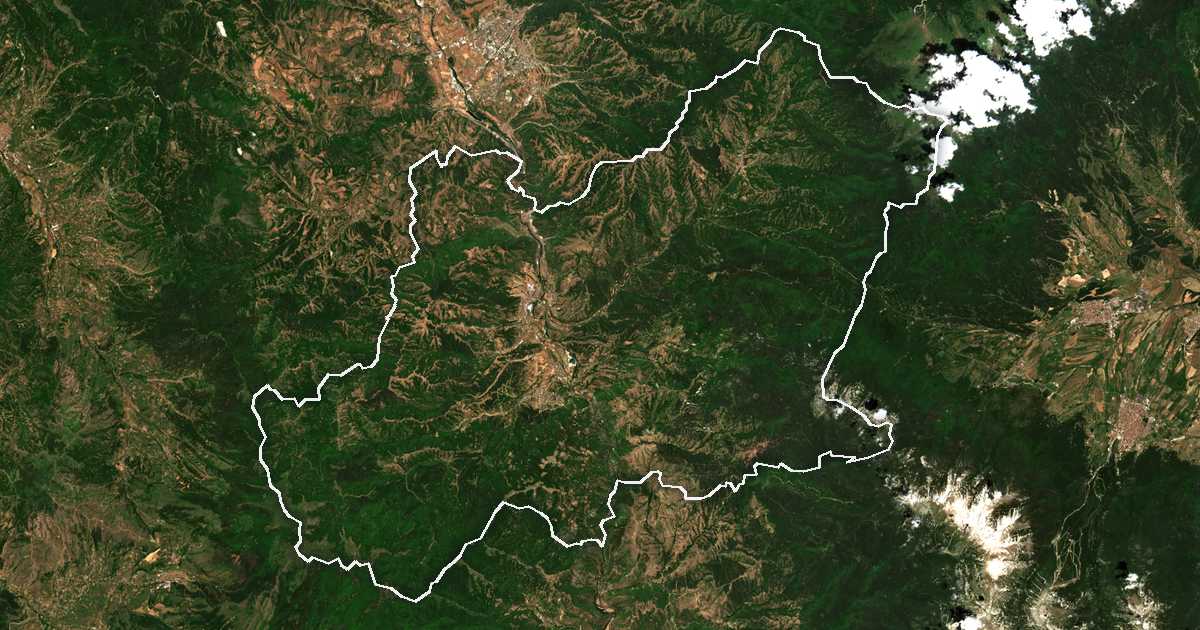 Imagine din satelit cu limita trasată: Simitli