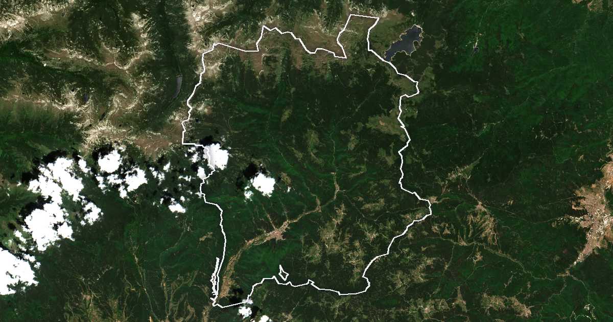 Imagine din satelit cu limita trasată: Iakoruda