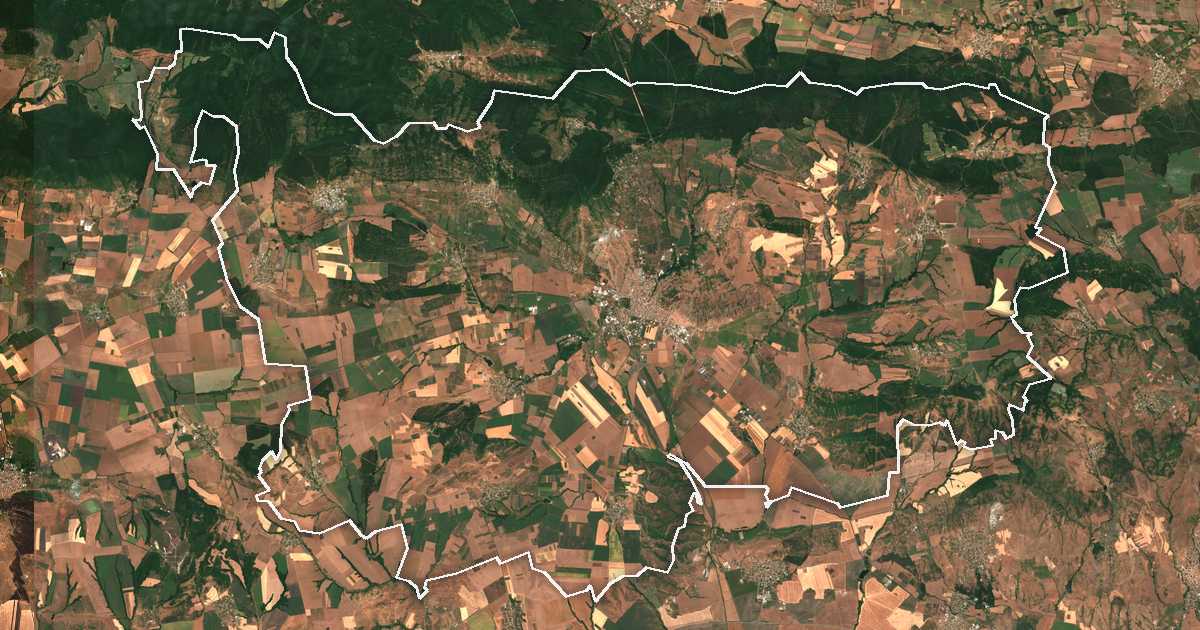 Imagine din satelit cu limita trasată: Aitos