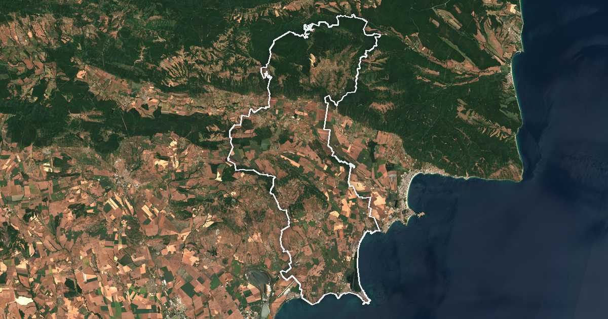 Imagine din satelit cu limita trasată: Pomorie
