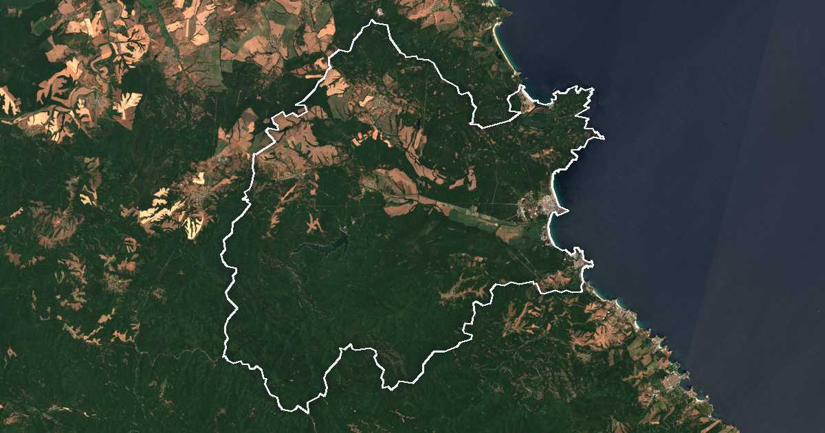 Imagine din satelit cu limita trasată: Primorsko