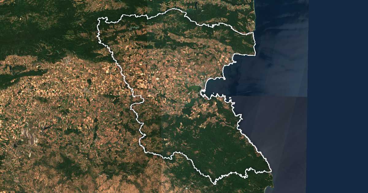 Imagine din satelit cu limita trasată: Burgas