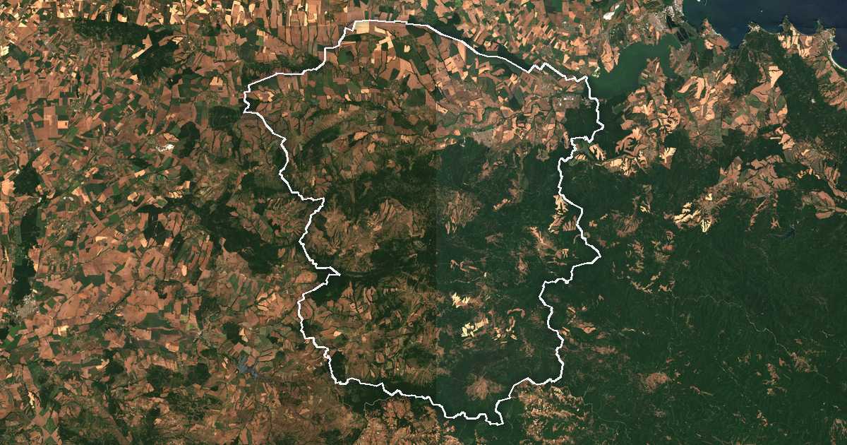 Imagine din satelit cu limita trasată: Sredeț
