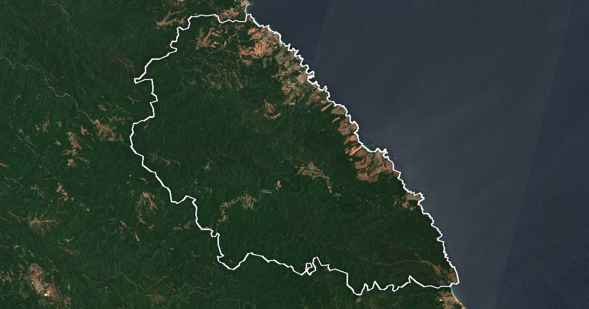 Imagine din satelit cu limita trasată: Țarevo