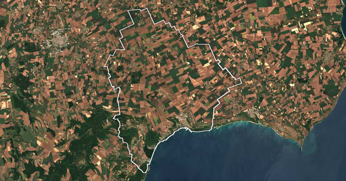 Imagine din satelit cu limita trasată: Balcic
