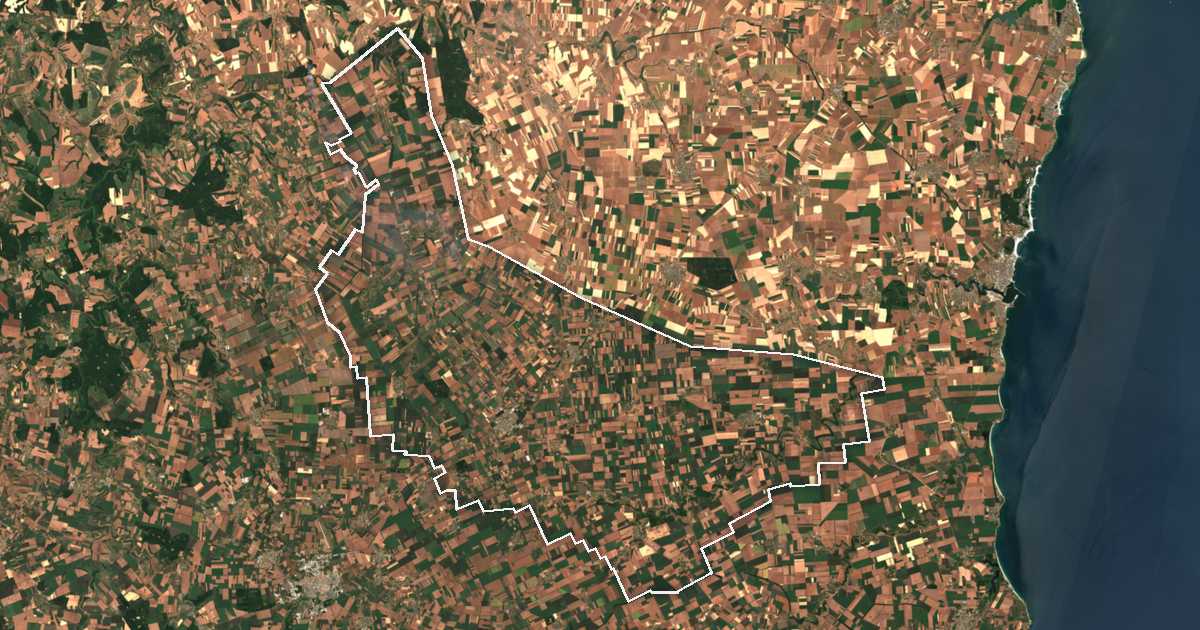 Imagine din satelit cu limita trasată: Gheneral Toșevo
