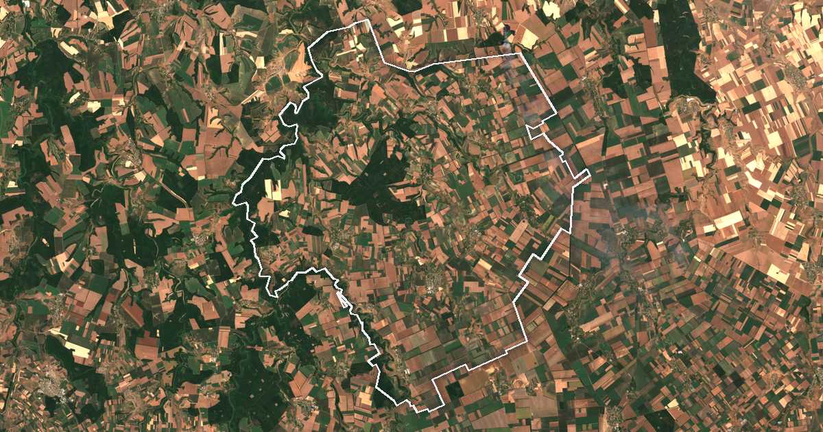 Imagine din satelit cu limita trasată: Krușari