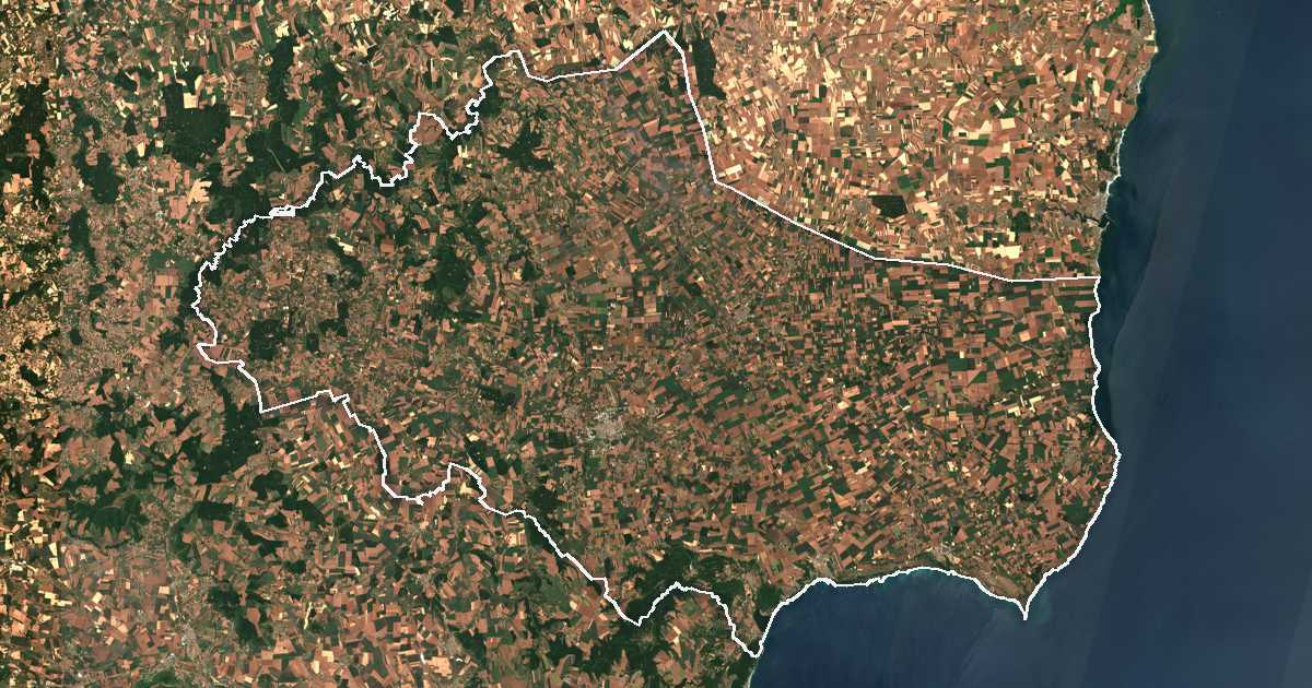 Imagine din satelit cu limita trasată: Dobrici