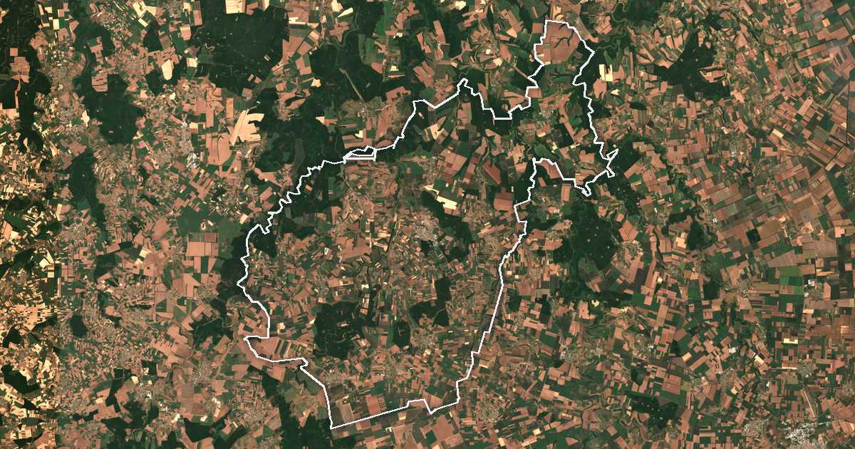 Imagine din satelit cu limita trasată: Tervel