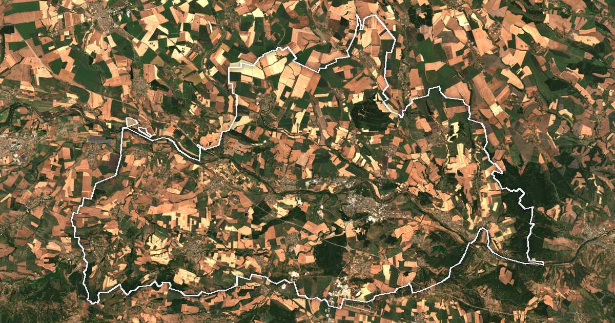 Imagine din satelit cu limita trasată: Dimitrovgrad