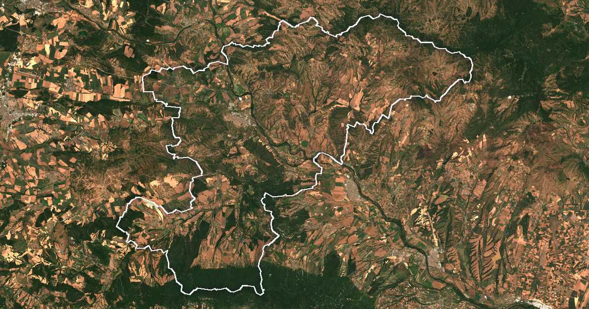 Imagine din satelit cu limita trasată: Harmanli