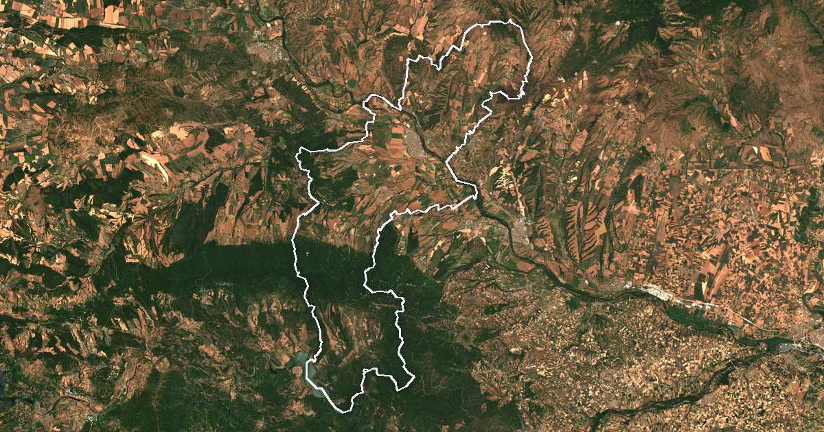 Imagine din satelit cu limita trasată: Liubimeț