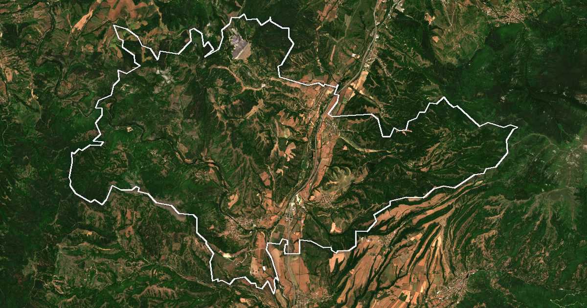 Imagine din satelit cu limita trasată: Boboșevo
