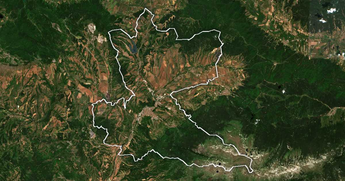 Imagine din satelit cu limita trasată: Dupnița