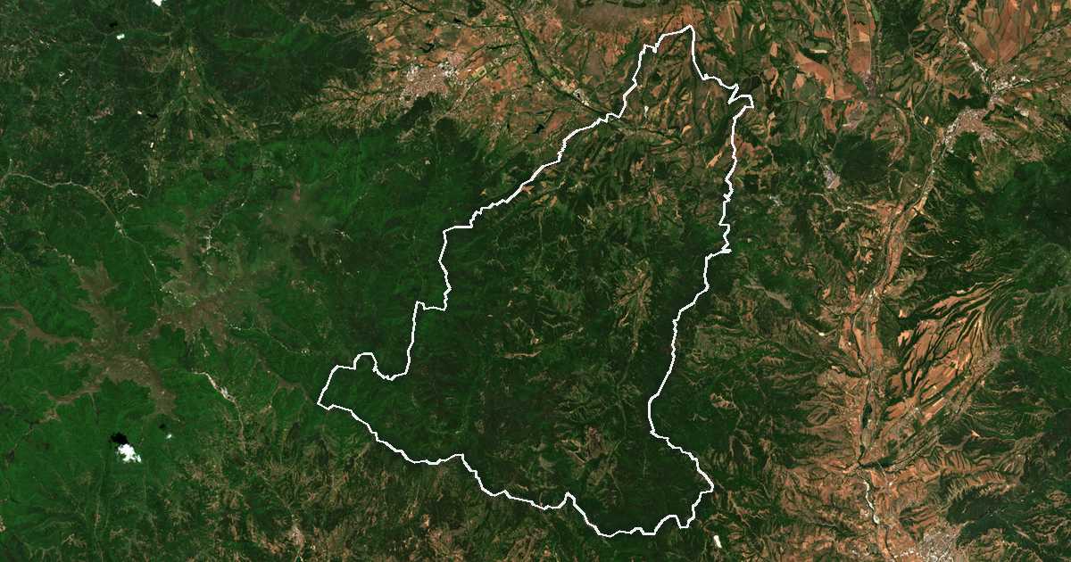 Imagine din satelit cu limita trasată: Nevestino