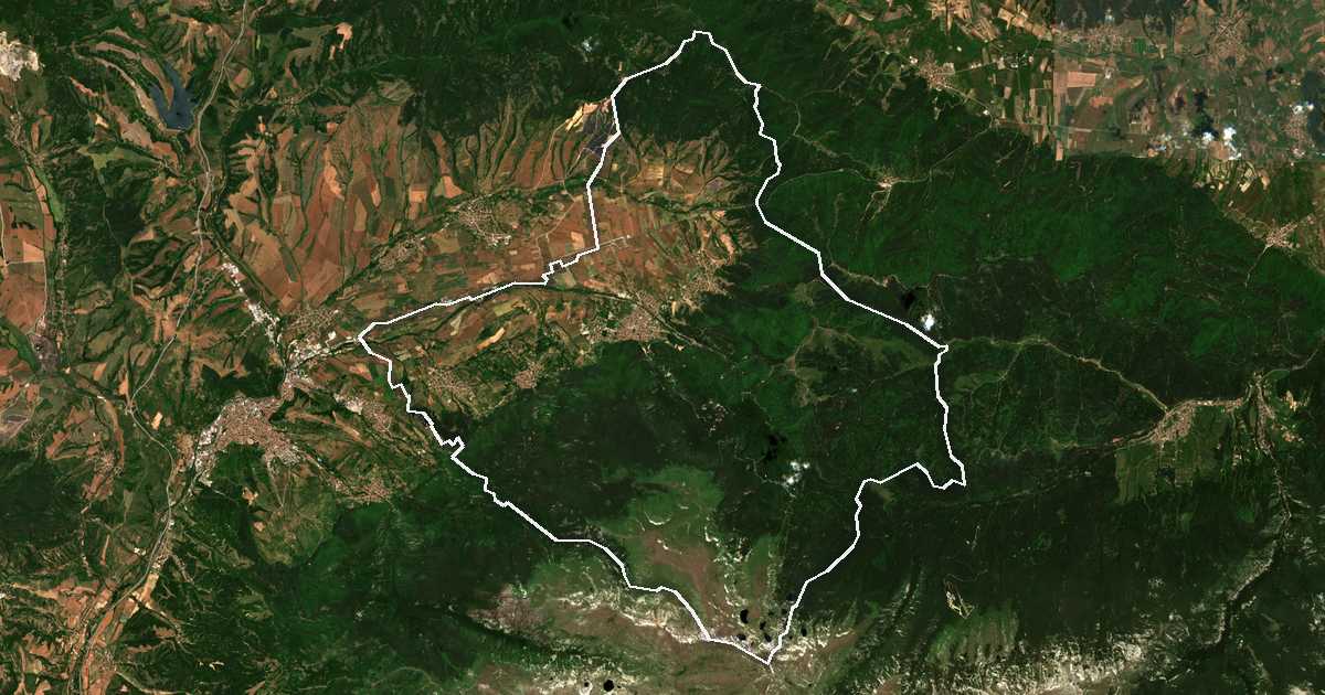 Imagine din satelit cu limita trasată: Sapareva Banea