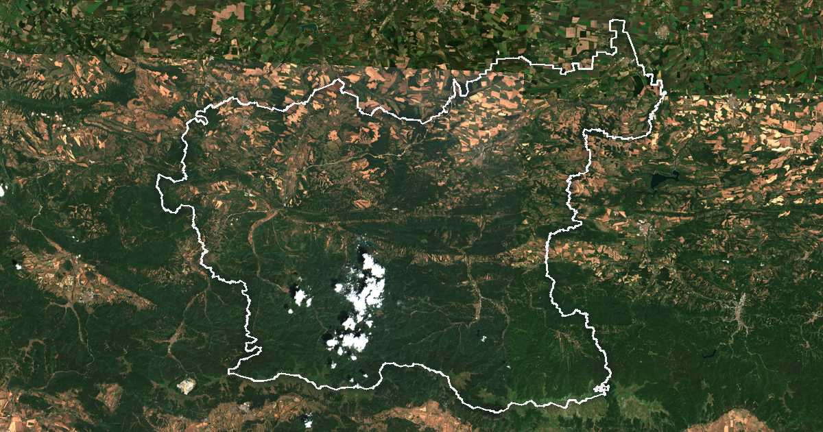 Imagine din satelit cu limita trasată: Loveci
