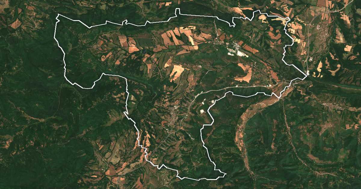 Imagine din satelit cu limita trasată: Iablanița