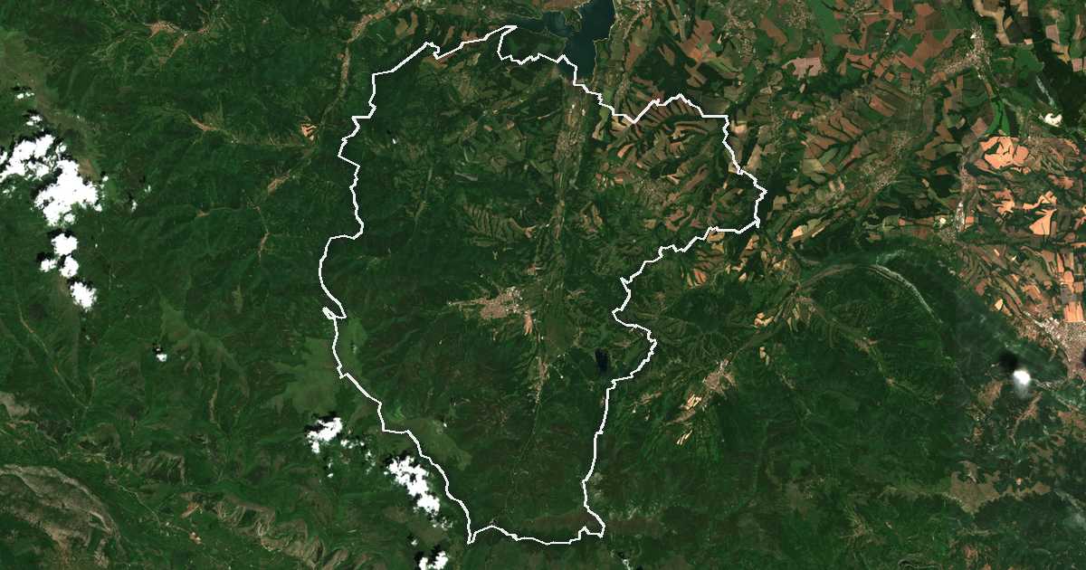 Imagine din satelit cu limita trasată: Berkovița