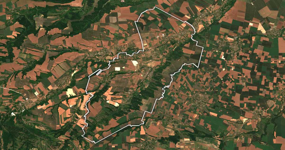 Imagine din satelit cu limita trasată: Brusarți