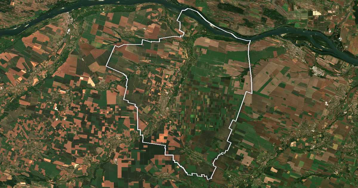 Imagine din satelit cu limita trasată: Vălcedrăm