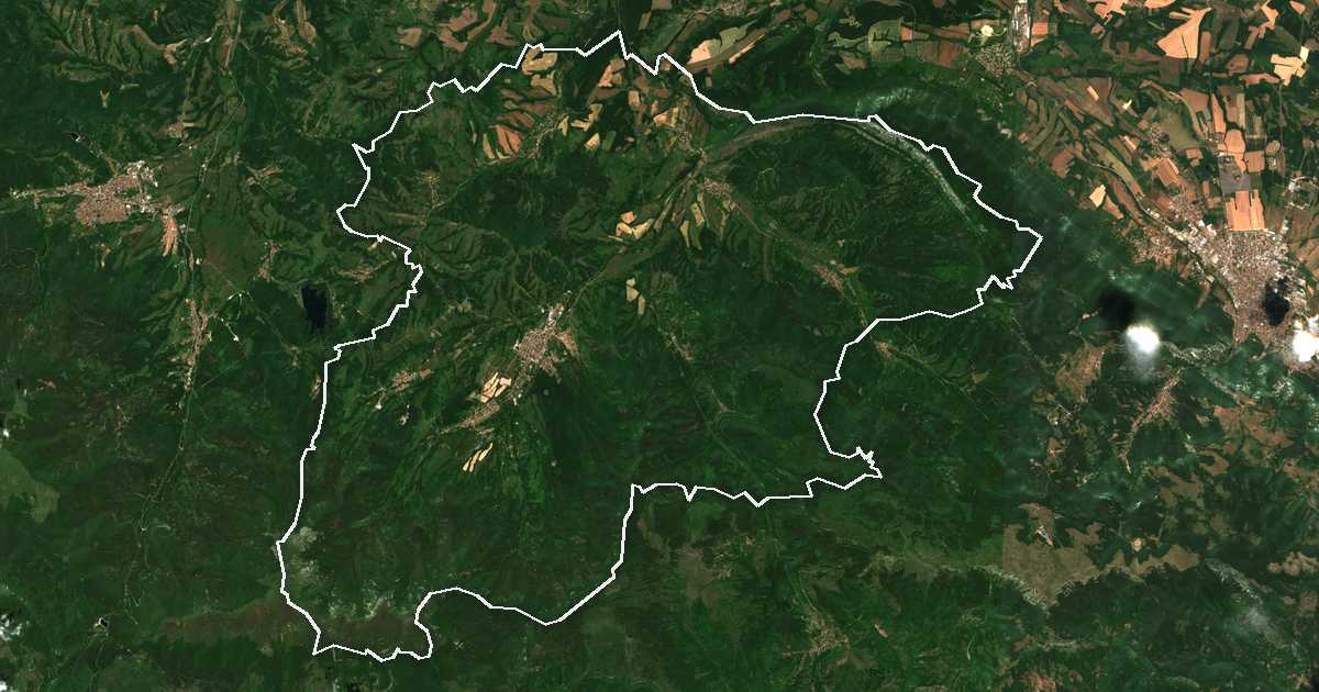 Imagine din satelit cu limita trasată: Vărșeț