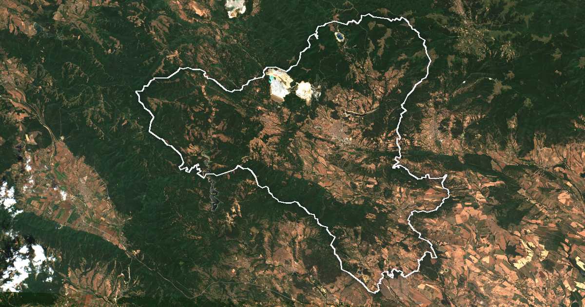 Imagine din satelit cu limita trasată: Panaghiuriște