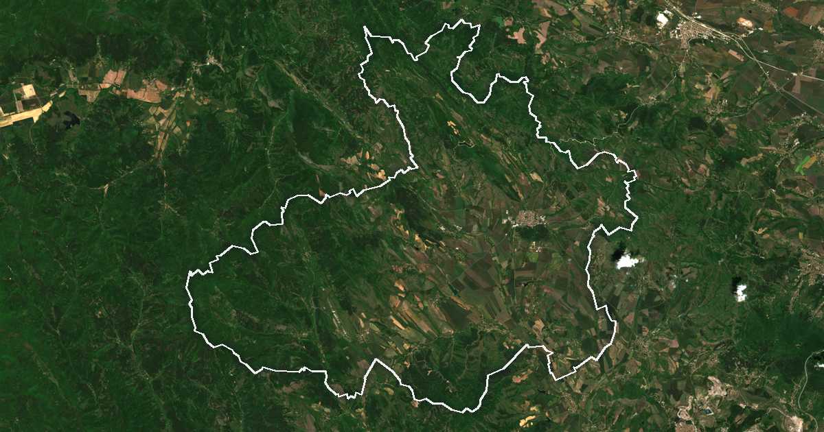 Imagine din satelit cu limita trasată: Breznik