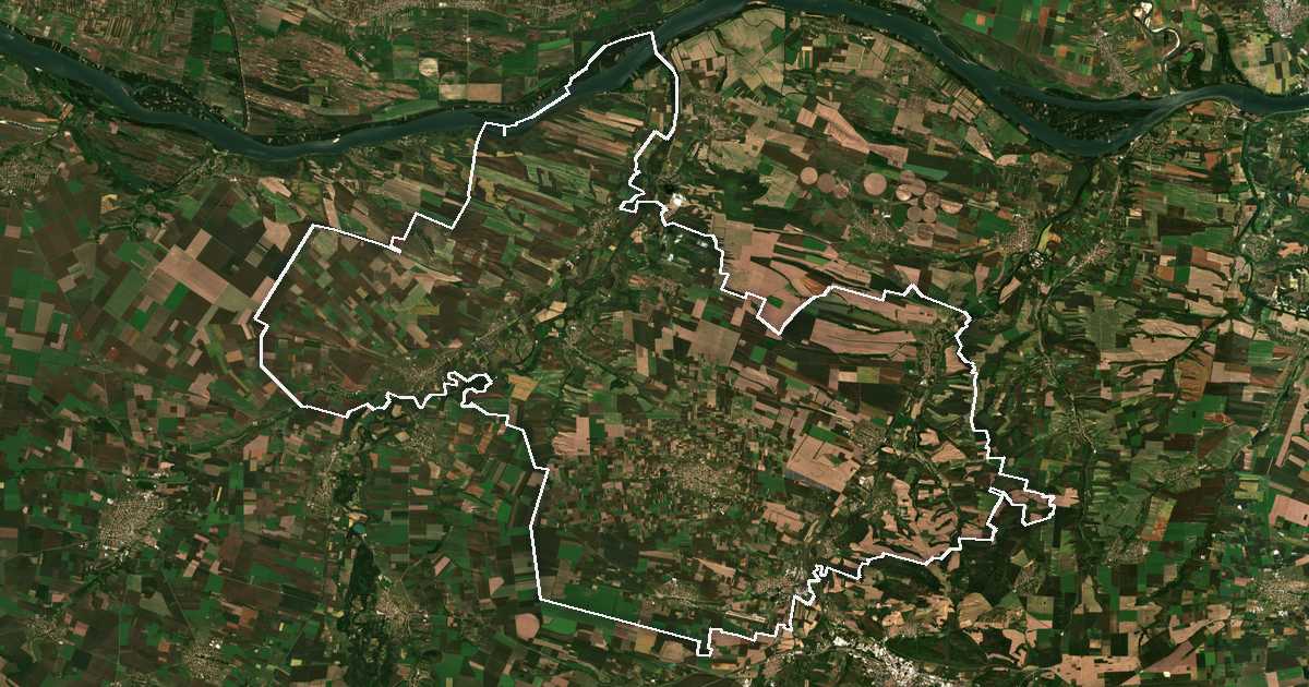 Imagine din satelit cu limita trasată: Dolna Mitropolia