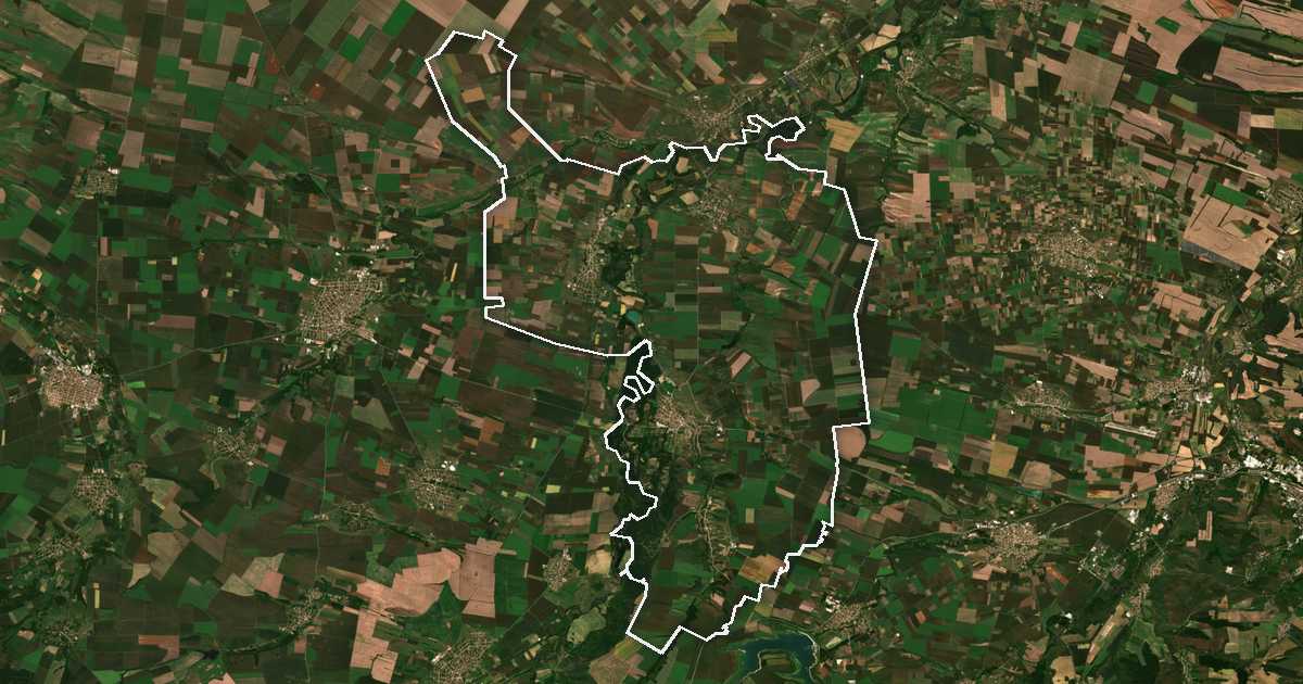 Imagine din satelit cu limita trasată: Iskăr