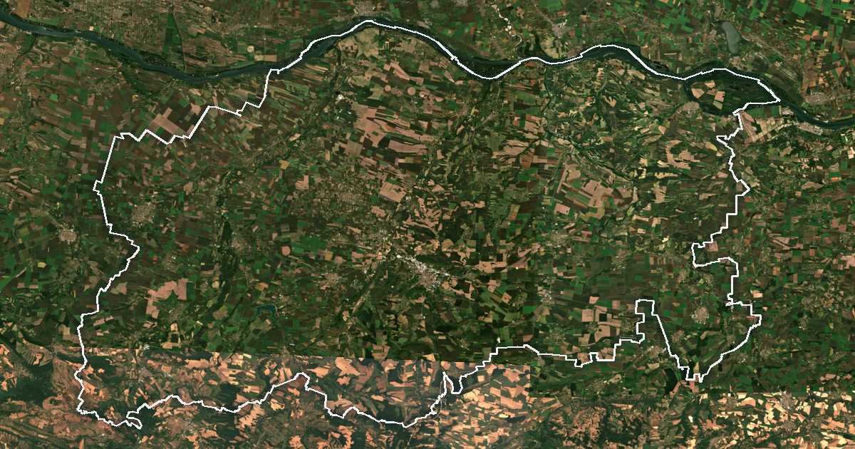 Imagine din satelit cu limita trasată: Plevna