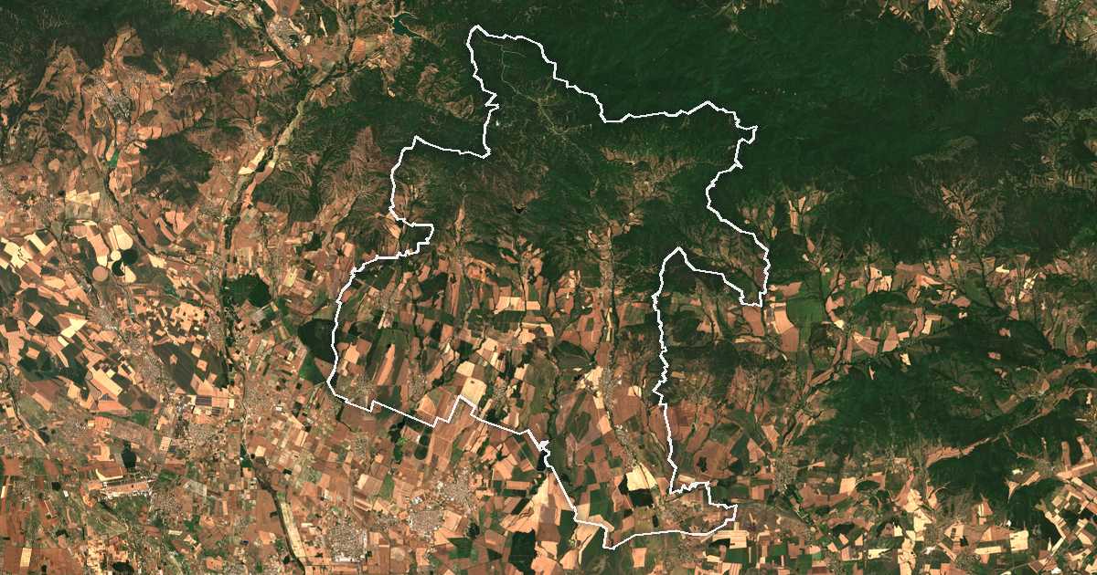 Imagine din satelit cu limita trasată: Brezovo