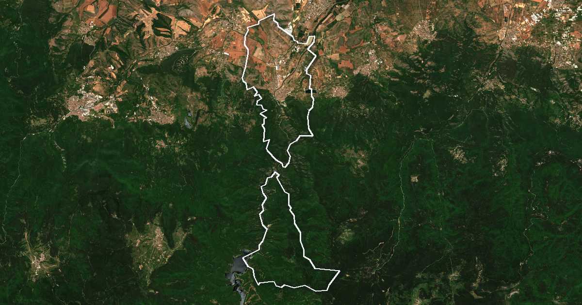Imagine din satelit cu limita trasată: Kricim