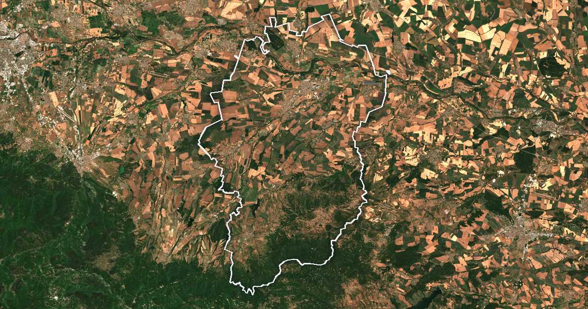 Imagine din satelit cu limita trasată: Părvomai