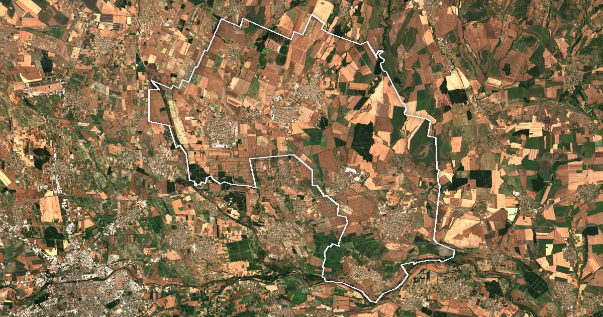 Imagine din satelit cu limita trasată: Rakovski