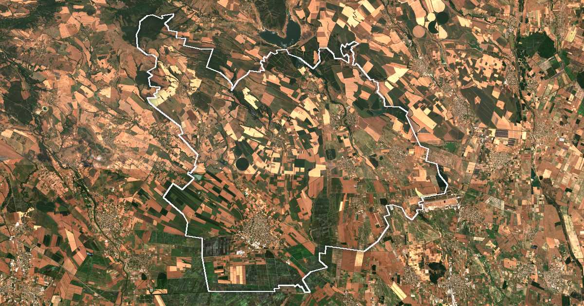 Imagine din satelit cu limita trasată: Săedinenie