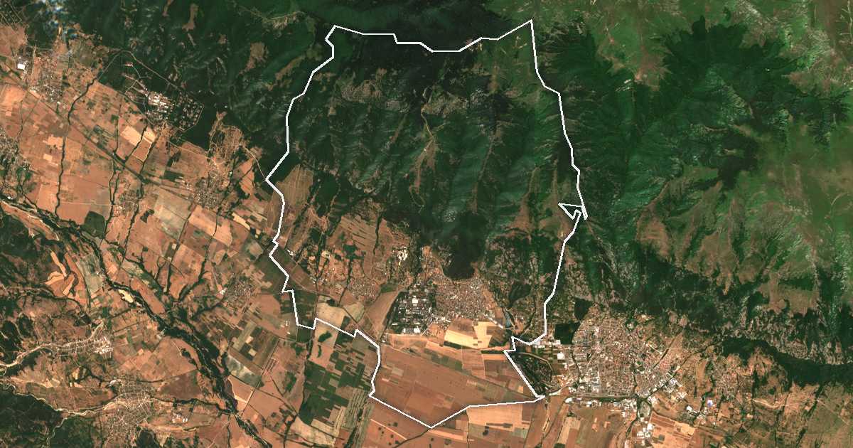 Imagine din satelit cu limita trasată: Sopot