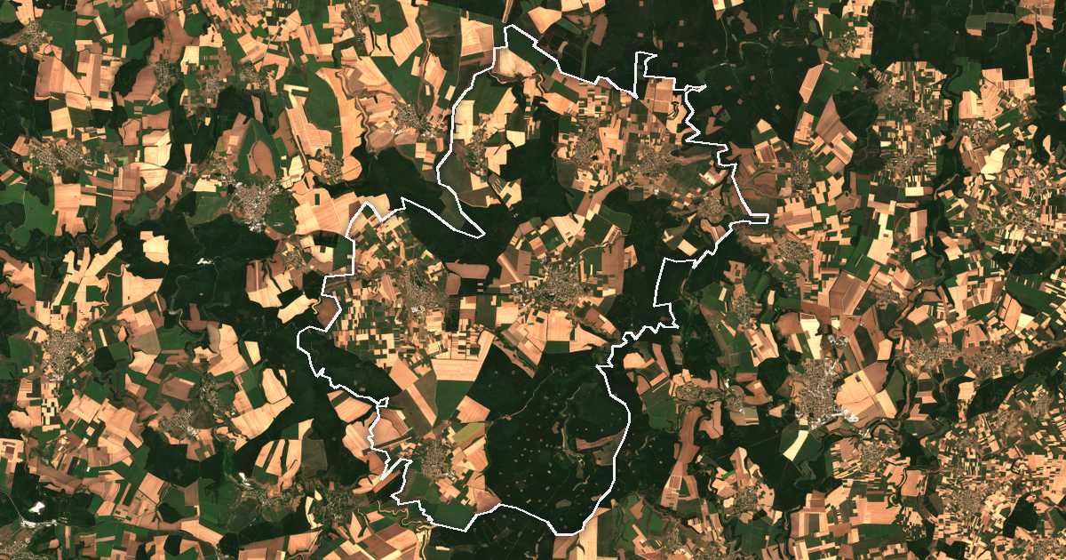 Imagine din satelit cu limita trasată: Zavet
