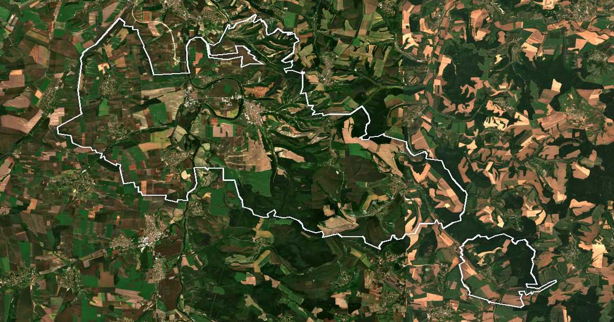 Imagine din satelit cu limita trasată: Beala
