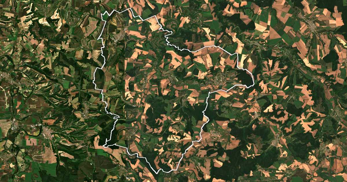 Imagine din satelit cu limita trasată: Dve Moghili