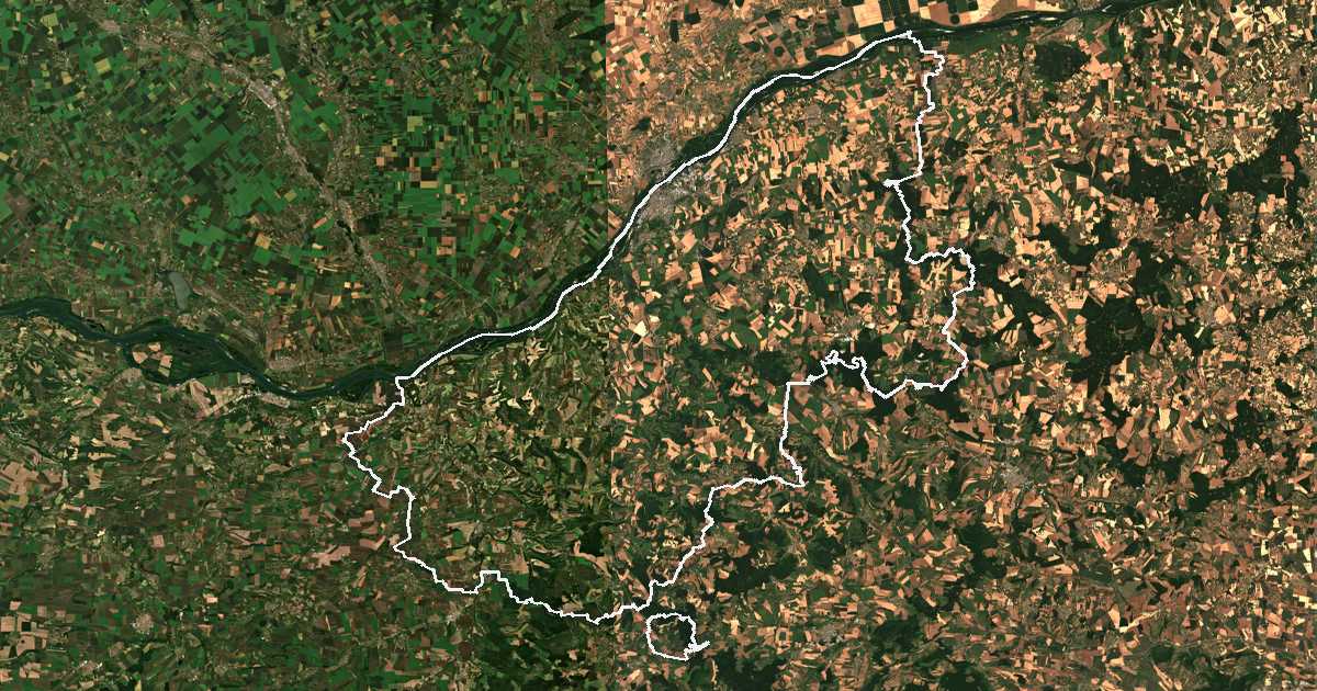 Imagine din satelit cu limita trasată: Ruse