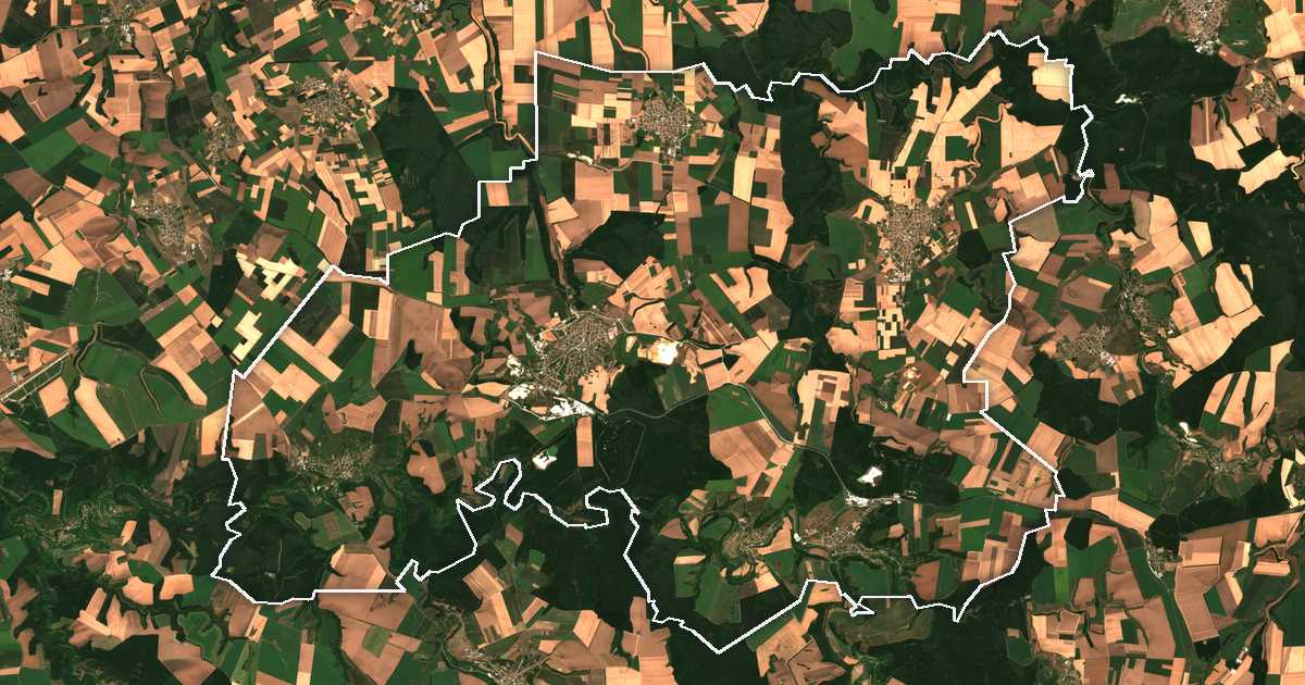 Imagine din satelit cu limita trasată: Vetovo