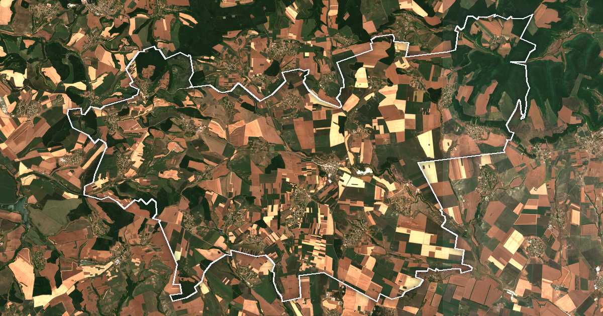 Imagine din satelit cu limita trasată: Hitrino