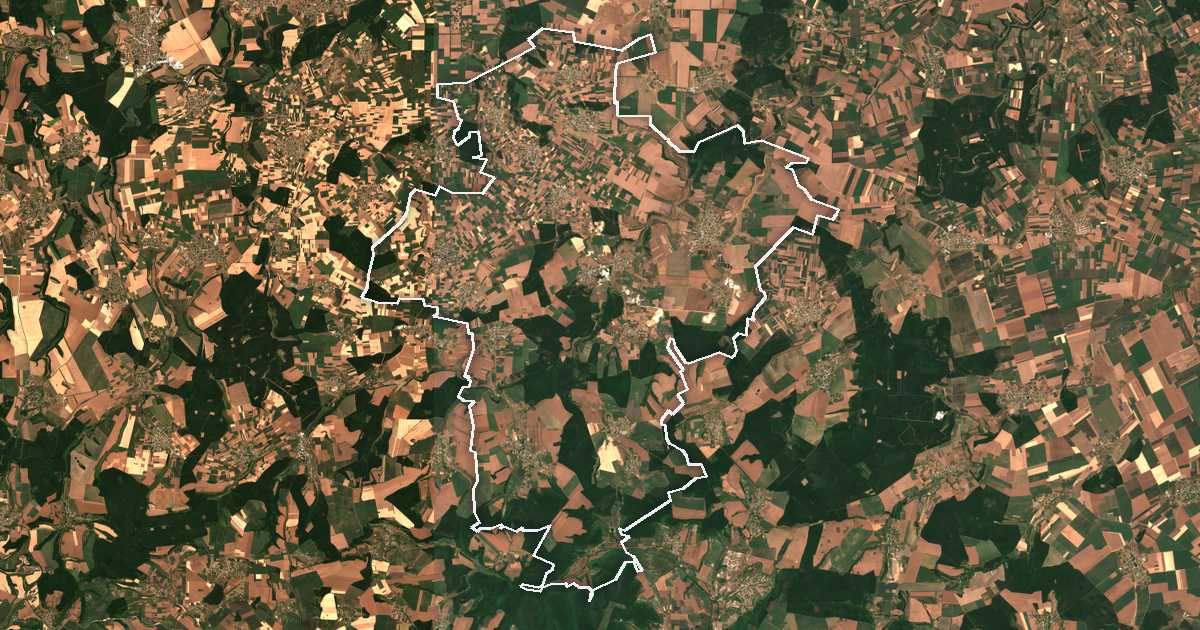 Imagine din satelit cu limita trasată: Kaolinovo