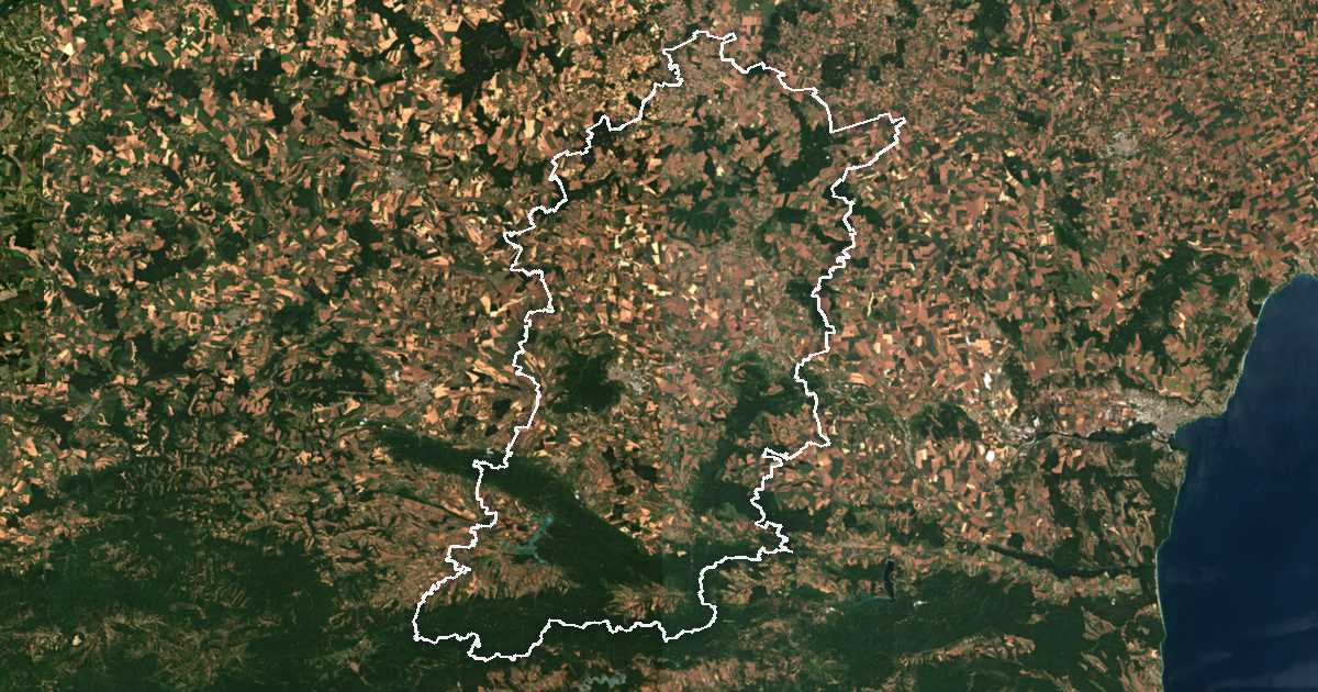 Imagine din satelit cu limita trasată: Șumen