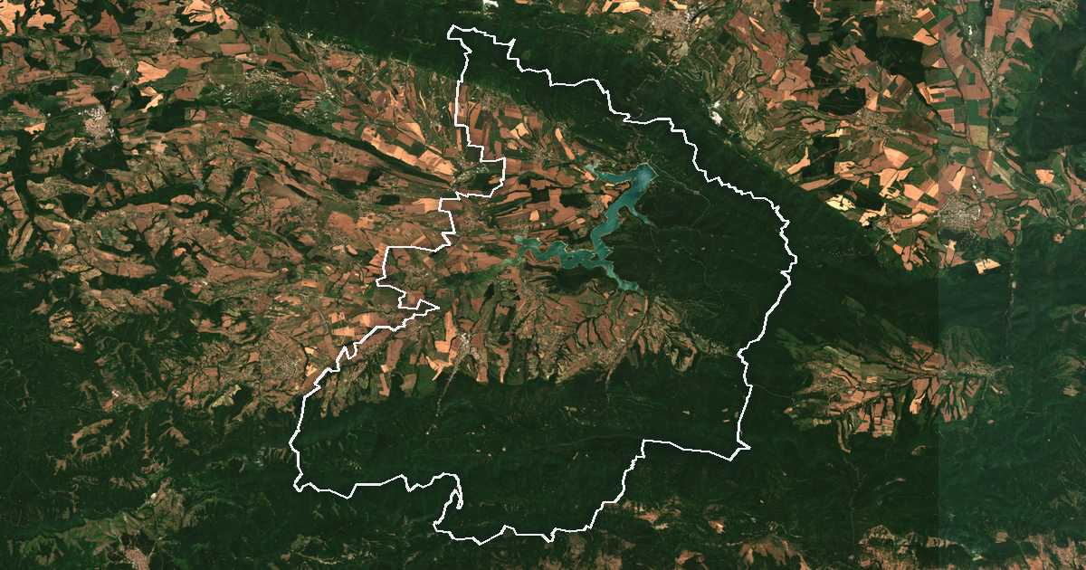 Imagine din satelit cu limita trasată: Vărbița